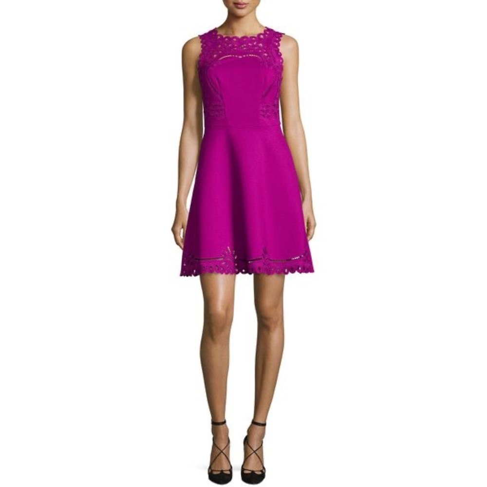NWT Ted Baker Embroidered Skater Dress in Purple - Size 6